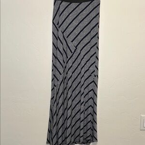 Bobeau Striped Blue & Grey Partially Lined Maxi Skirt